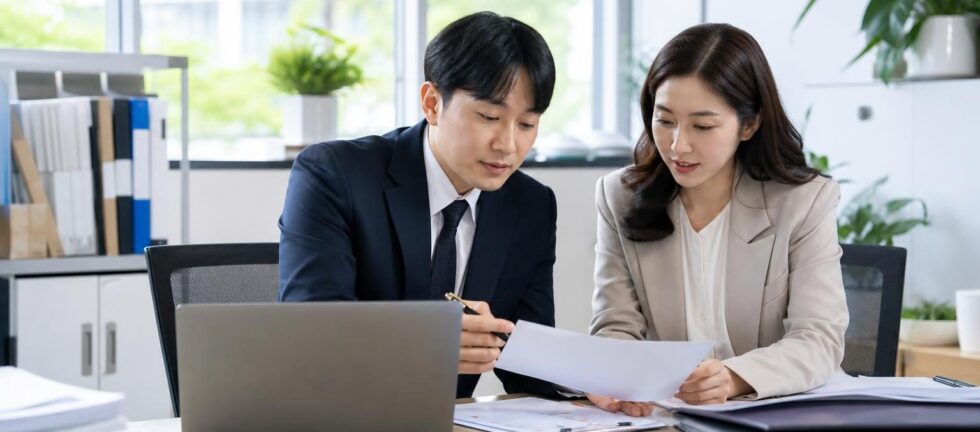 공익법인 실무자들이 기부금 자료와 전자기부금영수증 발급내역을 점검하는 모습