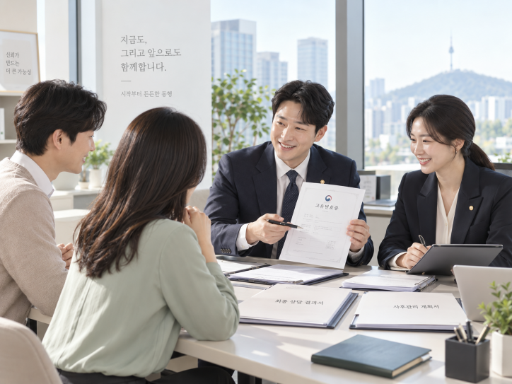 동호회 반상회 친목회 회칙과 대표자를 검토하는 한국인 전문가