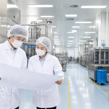 HACCP 공장 평면도 작성법, 원료·작업자·폐기물 동선 충돌 줄이는 실무 기준 식품제조공장에서 HACCP 평면도와 작업 동선을 점검하는 실무자들