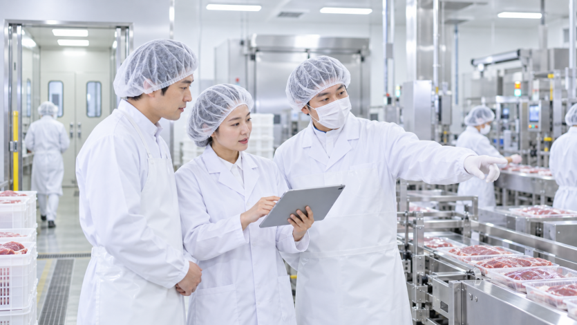 식육포장처리업 작업동선과 냉장시설을 현장에서 점검하는 한국인 HACCP 전문가