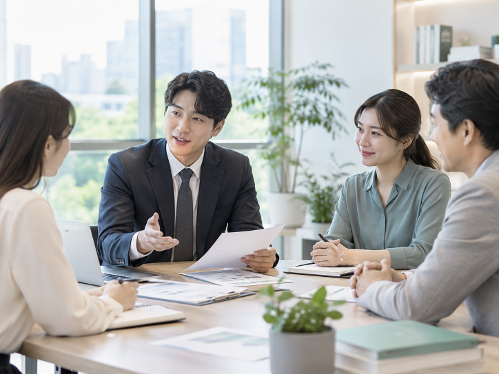 한국인 전문가와 비영리민간단체 등록 상담을 하는 모습