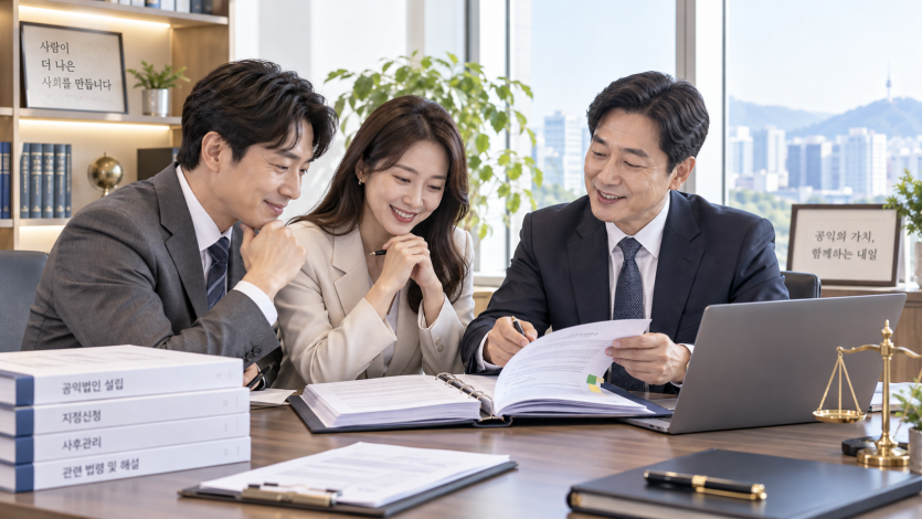 공익법인 설립 지정 공시 사후관리를 최종 검토하는 한국인 전문가